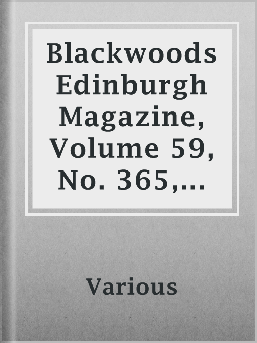 Cover image for Blackwoods Edinburgh Magazine, Volume 59, No. 365, March, 1846